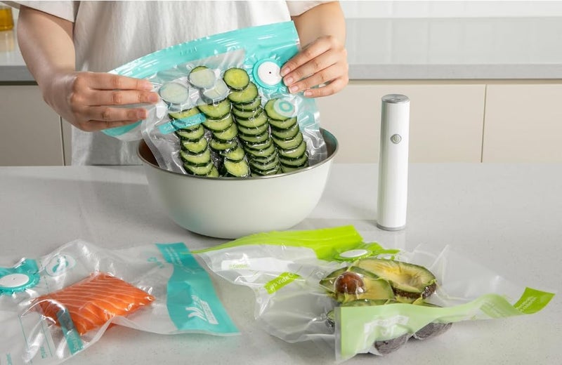 thetchry Vacuum Sealer Bags for Food, 20 PCS Reusable Sous Vide Bags BPA Free, Vacuum Zipper Bag with Universal Air Valve,2 Sizes Food Storage Bag for Meal Prep. - Image 2